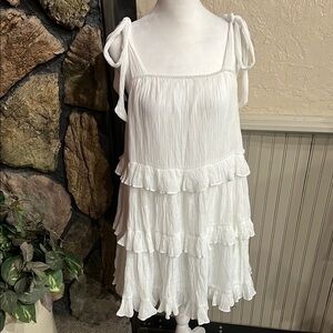 NWOT Aakaa White Ruffled Tiered Sundress